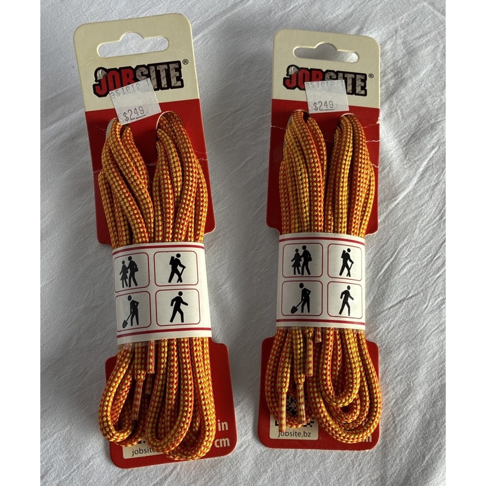 LOT 2 JobSite Shoelace Yellow Brown 45" 54016 Hard Work Boots Fit 5-6  Eyelets
